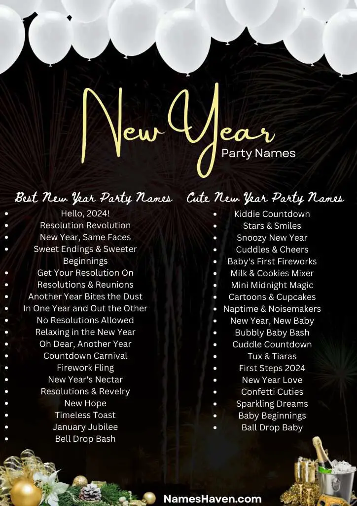 New Year party names ideas List